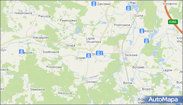 mapa Strupina, Strupina na mapie Targeo