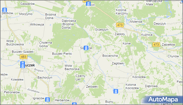 mapa Strupiny, Strupiny na mapie Targeo