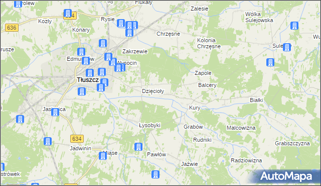 mapa Stryjki gmina Tłuszcz, Stryjki gmina Tłuszcz na mapie Targeo