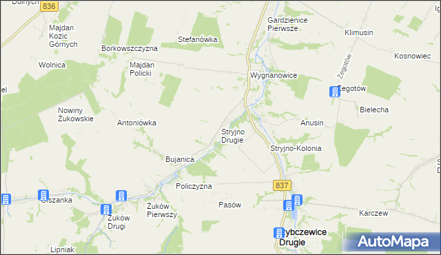 mapa Stryjno Drugie, Stryjno Drugie na mapie Targeo