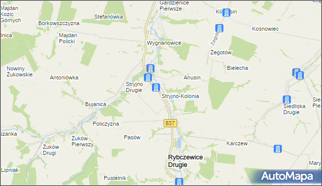 mapa Stryjno-Kolonia, Stryjno-Kolonia na mapie Targeo