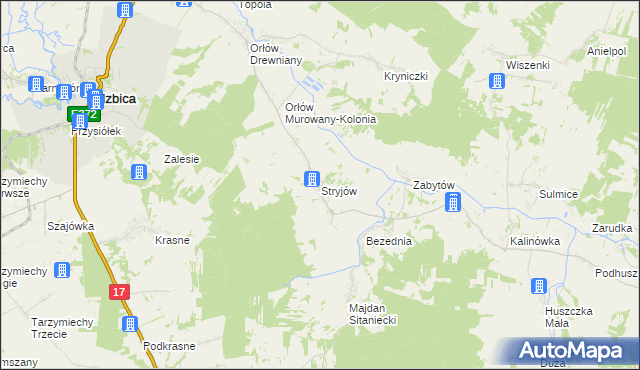 mapa Stryjów, Stryjów na mapie Targeo