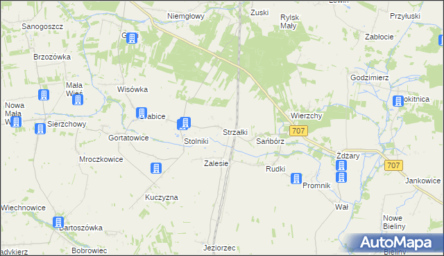 mapa Strzałki gmina Nowe Miasto nad Pilicą, Strzałki gmina Nowe Miasto nad Pilicą na mapie Targeo