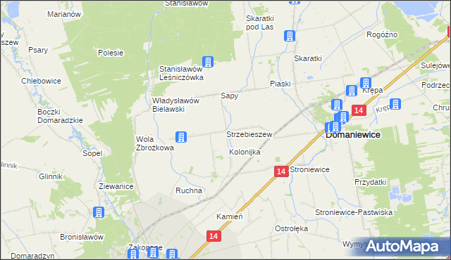 mapa Strzebieszew, Strzebieszew na mapie Targeo