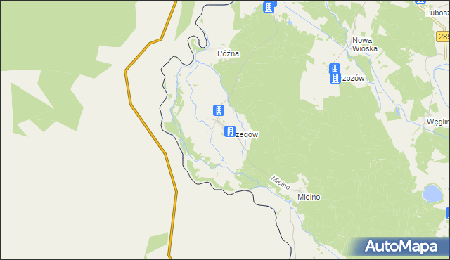 mapa Strzegów gmina Gubin, Strzegów gmina Gubin na mapie Targeo
