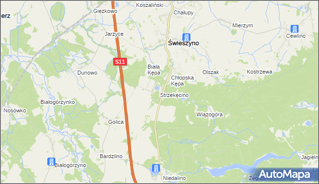 mapa Strzekęcino, Strzekęcino na mapie Targeo