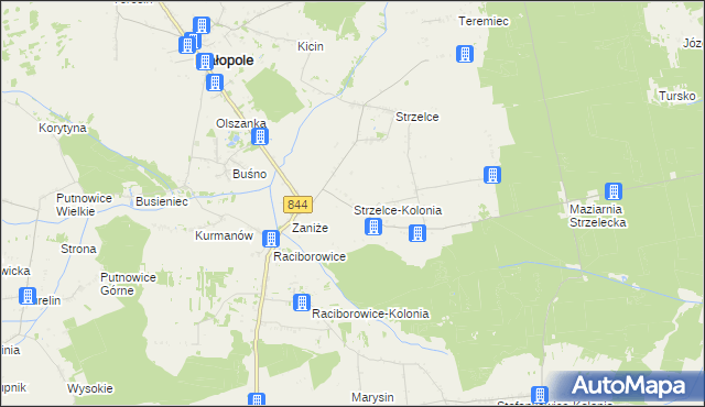 mapa Strzelce-Kolonia, Strzelce-Kolonia na mapie Targeo