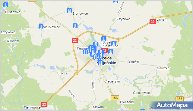 mapa Strzelce Krajeńskie, Strzelce Krajeńskie na mapie Targeo