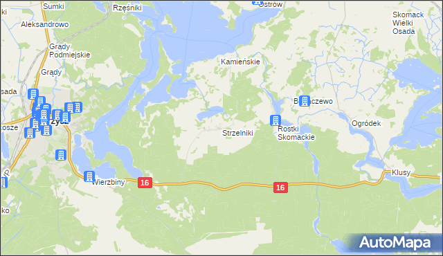 mapa Strzelniki gmina Orzysz, Strzelniki gmina Orzysz na mapie Targeo