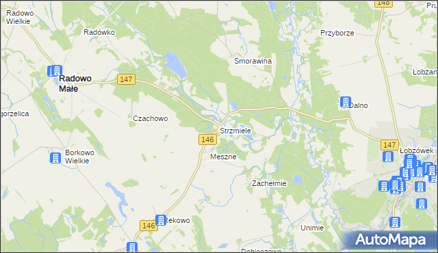 mapa Strzmiele, Strzmiele na mapie Targeo
