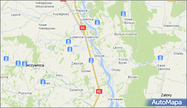 mapa Strzyże gmina Pokrzywnica, Strzyże gmina Pokrzywnica na mapie Targeo