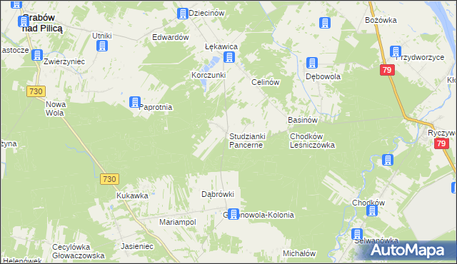 mapa Studzianki Pancerne, Studzianki Pancerne na mapie Targeo