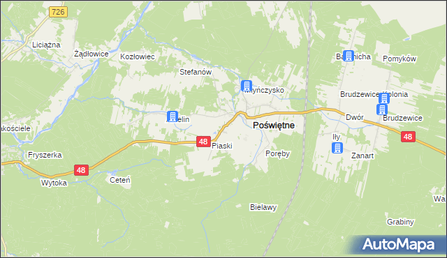 mapa Studzianna gmina Poświętne, Studzianna gmina Poświętne na mapie Targeo