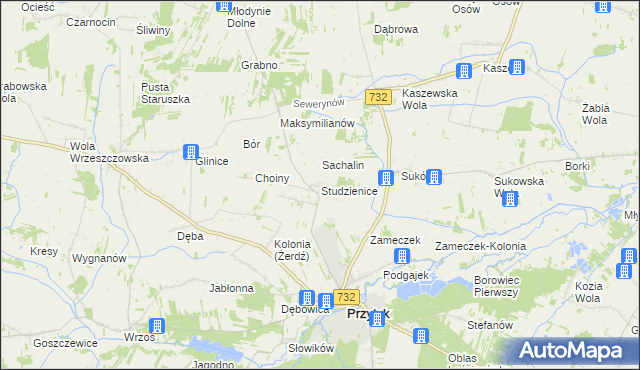 mapa Studzienice gmina Przytyk, Studzienice gmina Przytyk na mapie Targeo