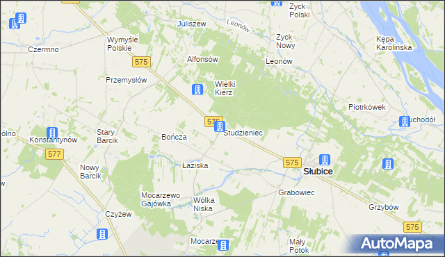 mapa Studzieniec gmina Słubice, Studzieniec gmina Słubice na mapie Targeo
