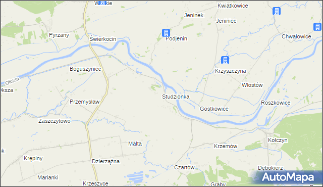 mapa Studzionka gmina Krzeszyce, Studzionka gmina Krzeszyce na mapie Targeo