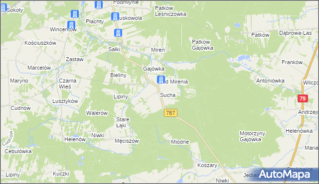 mapa Sucha gmina Pionki, Sucha gmina Pionki na mapie Targeo