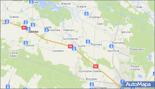 mapa Sucha gmina Strzelce Opolskie, Sucha gmina Strzelce Opolskie na mapie Targeo