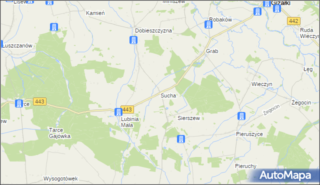 mapa Sucha gmina Żerków, Sucha gmina Żerków na mapie Targeo