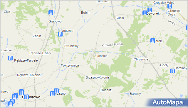 mapa Suchcice gmina Czerwin, Suchcice gmina Czerwin na mapie Targeo