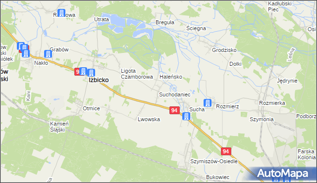 mapa Suchodaniec, Suchodaniec na mapie Targeo