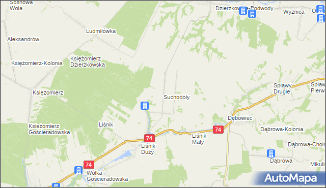 mapa Suchodoły gmina Gościeradów, Suchodoły gmina Gościeradów na mapie Targeo