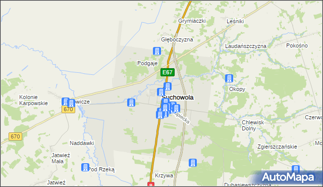 mapa Suchowola powiat sokólski, Suchowola powiat sokólski na mapie Targeo
