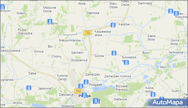 mapa Suków gmina Przytyk, Suków gmina Przytyk na mapie Targeo