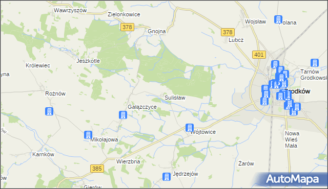 mapa Sulisław gmina Grodków, Sulisław gmina Grodków na mapie Targeo