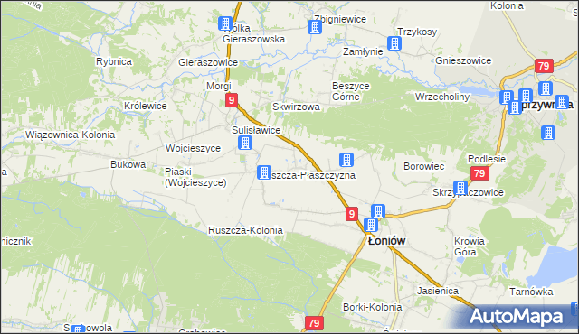 mapa Suliszów gmina Łoniów, Suliszów gmina Łoniów na mapie Targeo