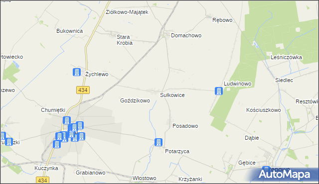 mapa Sułkowice gmina Krobia, Sułkowice gmina Krobia na mapie Targeo