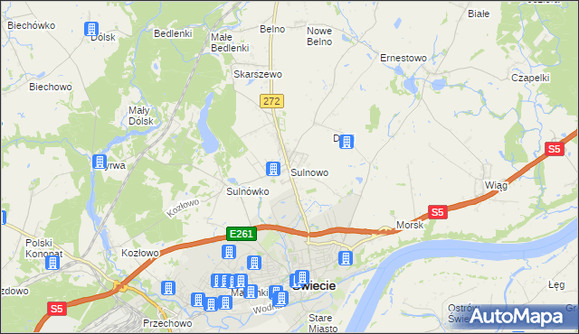 mapa Sulnowo, Sulnowo na mapie Targeo