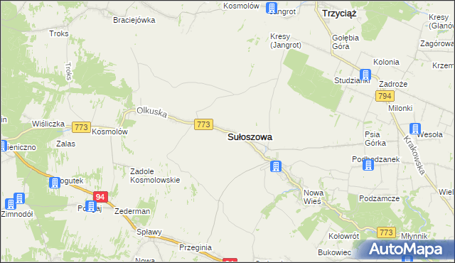 mapa Sułoszowa, Sułoszowa na mapie Targeo