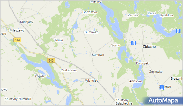 mapa Sumowo gmina Zbiczno, Sumowo gmina Zbiczno na mapie Targeo