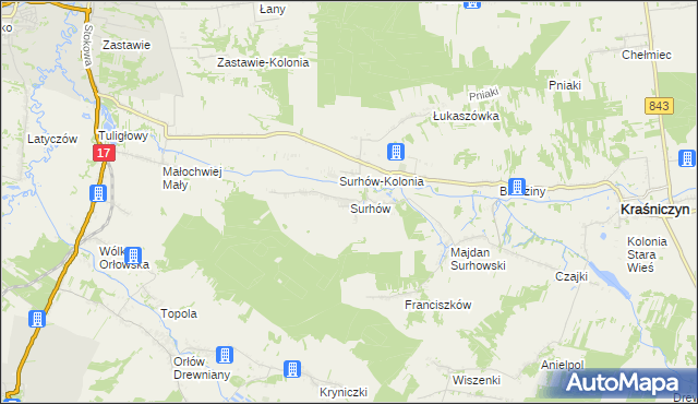 mapa Surhów, Surhów na mapie Targeo