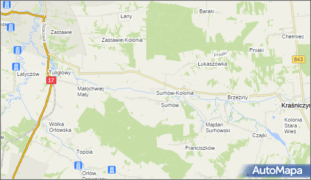 mapa Surhów-Kolonia, Surhów-Kolonia na mapie Targeo