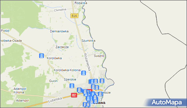 mapa Suszno, Suszno na mapie Targeo