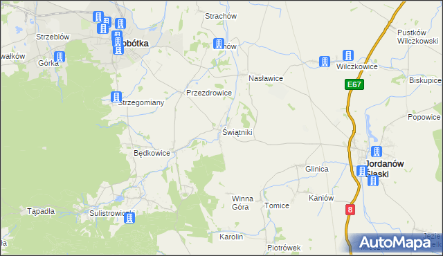 mapa Świątniki gmina Sobótka, Świątniki gmina Sobótka na mapie Targeo