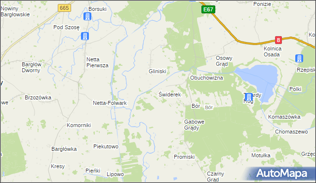 mapa Świderek, Świderek na mapie Targeo