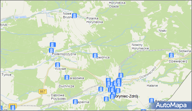mapa Świdnica gmina Horyniec-Zdrój, Świdnica gmina Horyniec-Zdrój na mapie Targeo