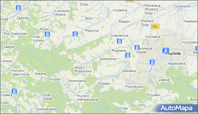 mapa Świebodna, Świebodna na mapie Targeo