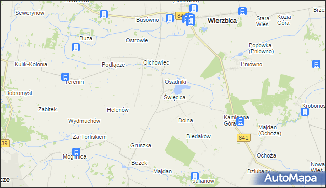 mapa Święcica gmina Wierzbica, Święcica gmina Wierzbica na mapie Targeo