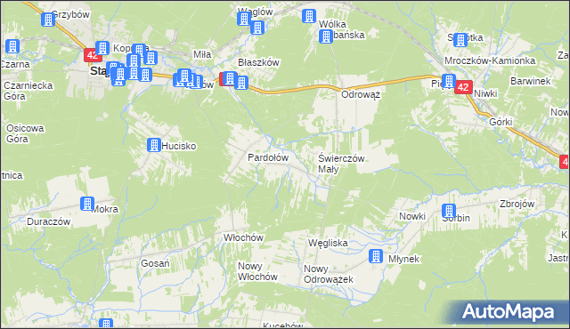 mapa Świerczów gmina Stąporków, Świerczów gmina Stąporków na mapie Targeo