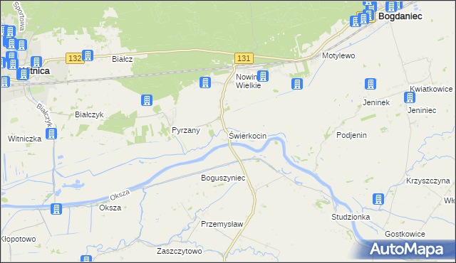 mapa Świerkocin gmina Witnica, Świerkocin gmina Witnica na mapie Targeo
