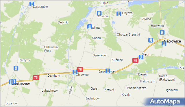 mapa Świerków, Świerków na mapie Targeo