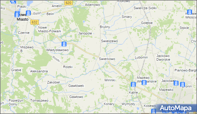 mapa Świerkowo gmina Świercze, Świerkowo gmina Świercze na mapie Targeo