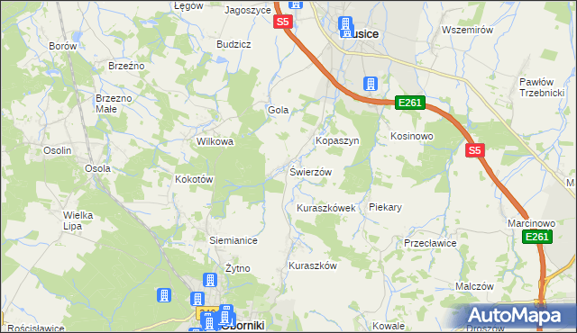 mapa Świerzów, Świerzów na mapie Targeo