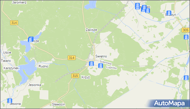 mapa Świętno gmina Wolsztyn, Świętno gmina Wolsztyn na mapie Targeo