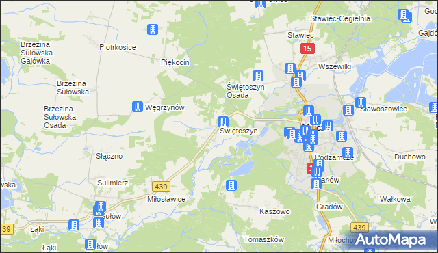 mapa Świętoszyn, Świętoszyn na mapie Targeo