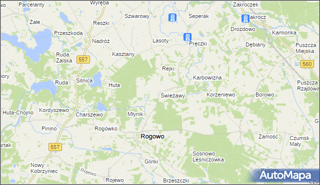 mapa Świeżawy, Świeżawy na mapie Targeo